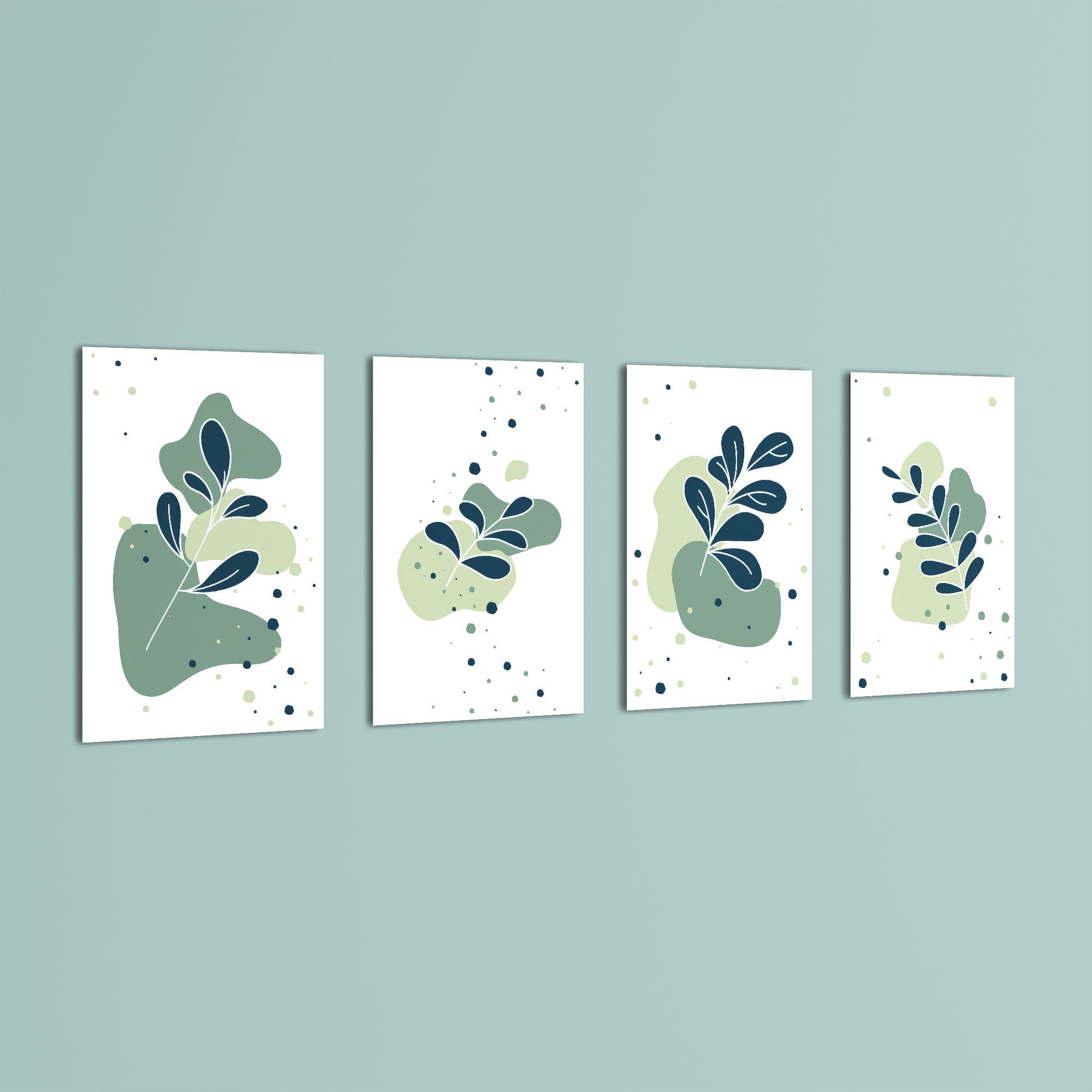 Abstract Botanical Leaves 4 Pieces Kids Metal Wall Art.