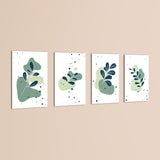 Abstract Botanical Leaves 4 Pieces Kids Metal Wall Art.