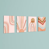 Boho Sun & Rainbows 4 Pieces Kids Metal Wall Art.