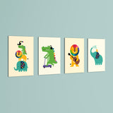 Rainbow Mane Animals 4 Pieces Kids Metal Wall Art.