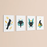 Mystic Night Animals 4 Pieces Kids Metal Wall Art.