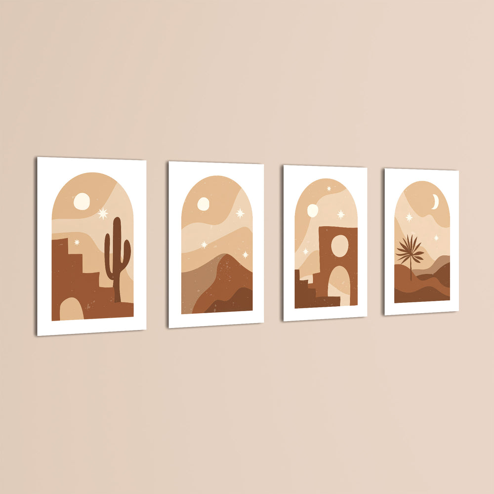 Boho Desert Arch Landscape 4 Pieces Kids Metal Wall Art.