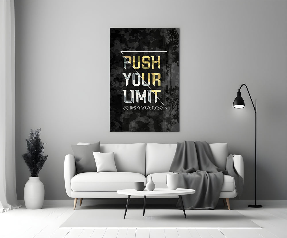 Push Your Limit glass print styled in a luxury man cave or lounge