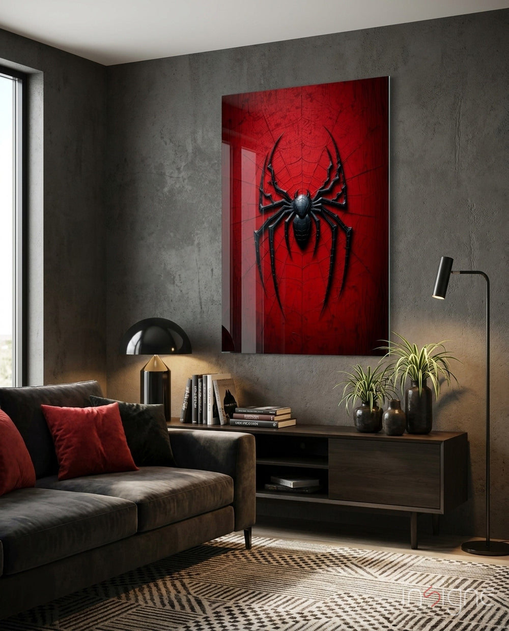 Spider Web Glass Wall Art - Lifestyle preview in a designer interior