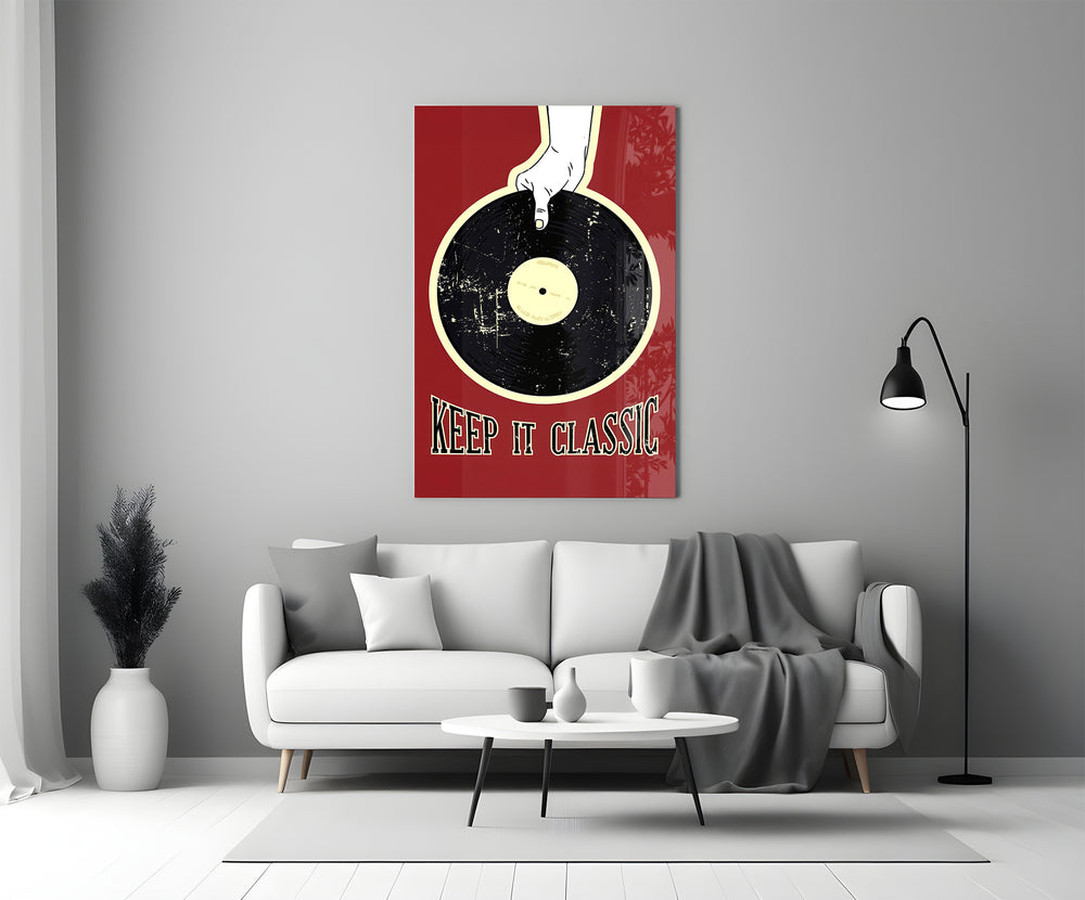 Retro vinyl glass print bringing analog soul to a teen's bedroom