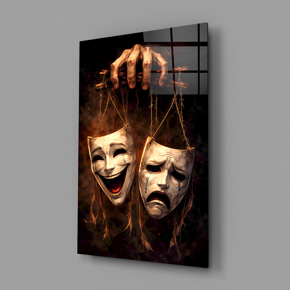 Classical theater allegory panel anchoring a drama room wall