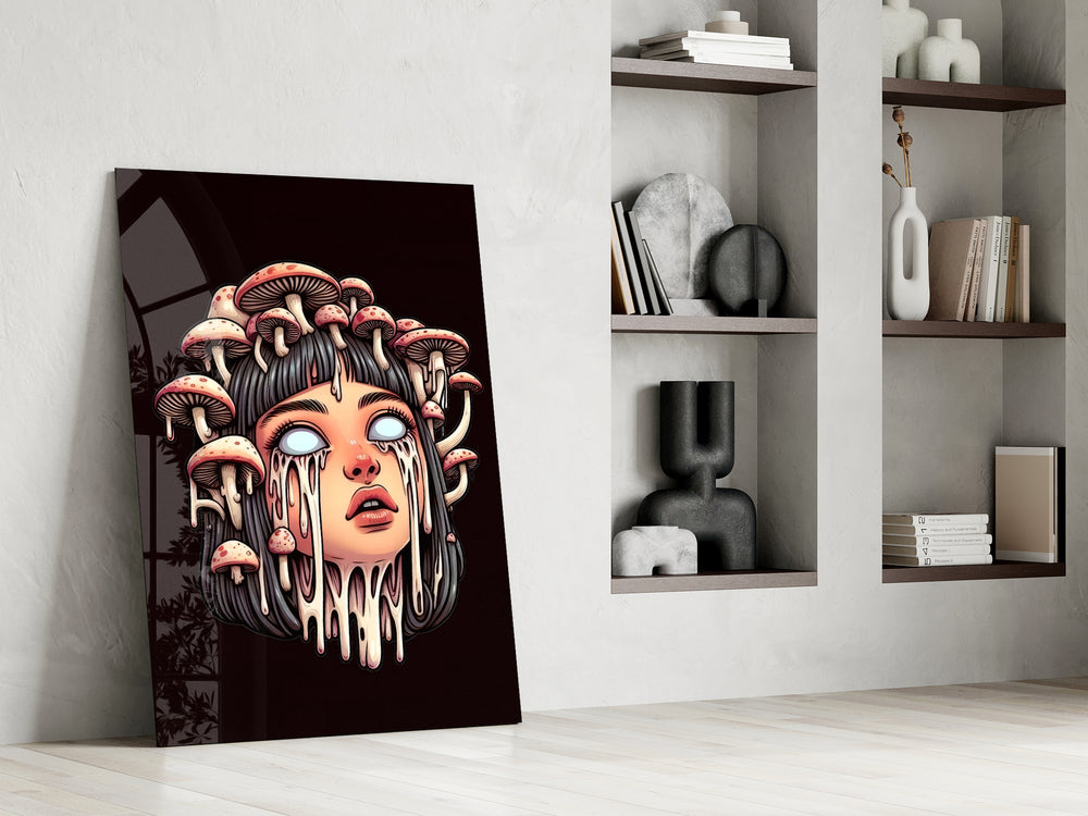 Mushroom Head artwork in a creative loft interior