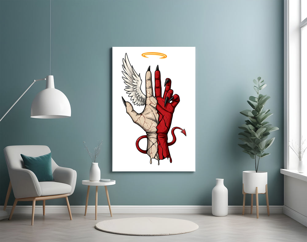 Duality artwork styled in a teen's bedroom with neutral palette