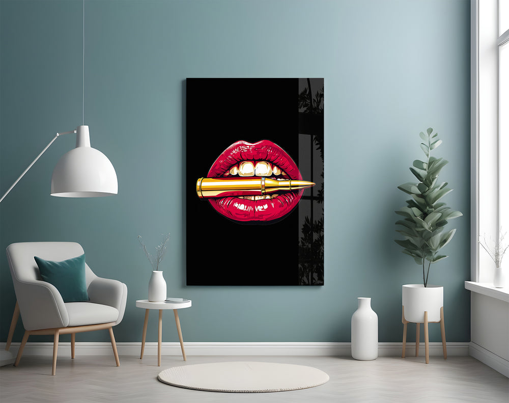 Lip Bullet artwork styled in a designer's office interior