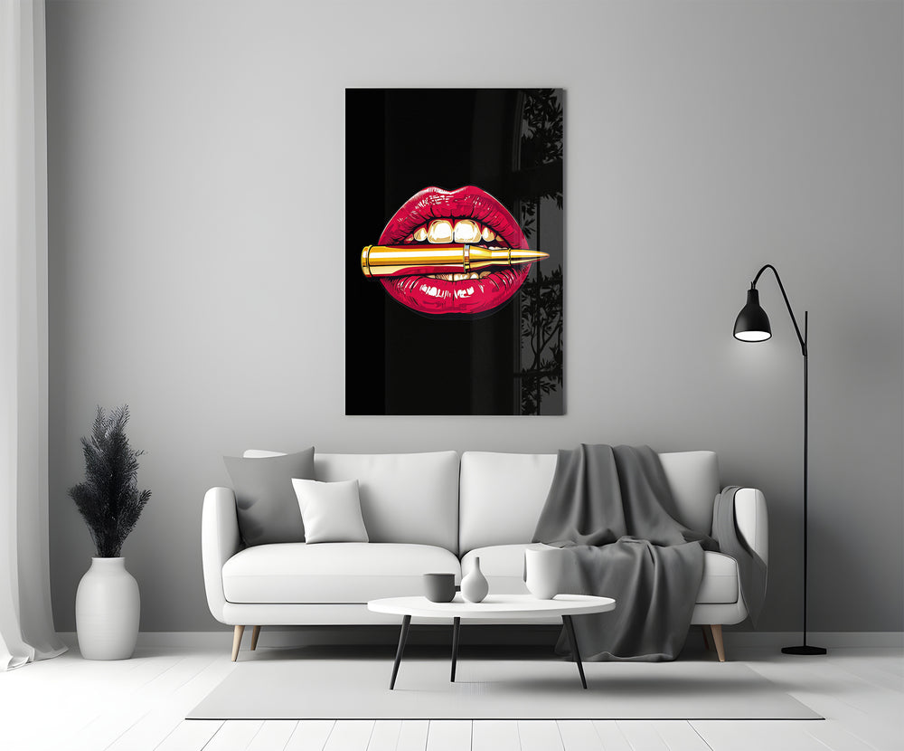Pop-graffiti glass print bringing edge to a cocktail bar wall