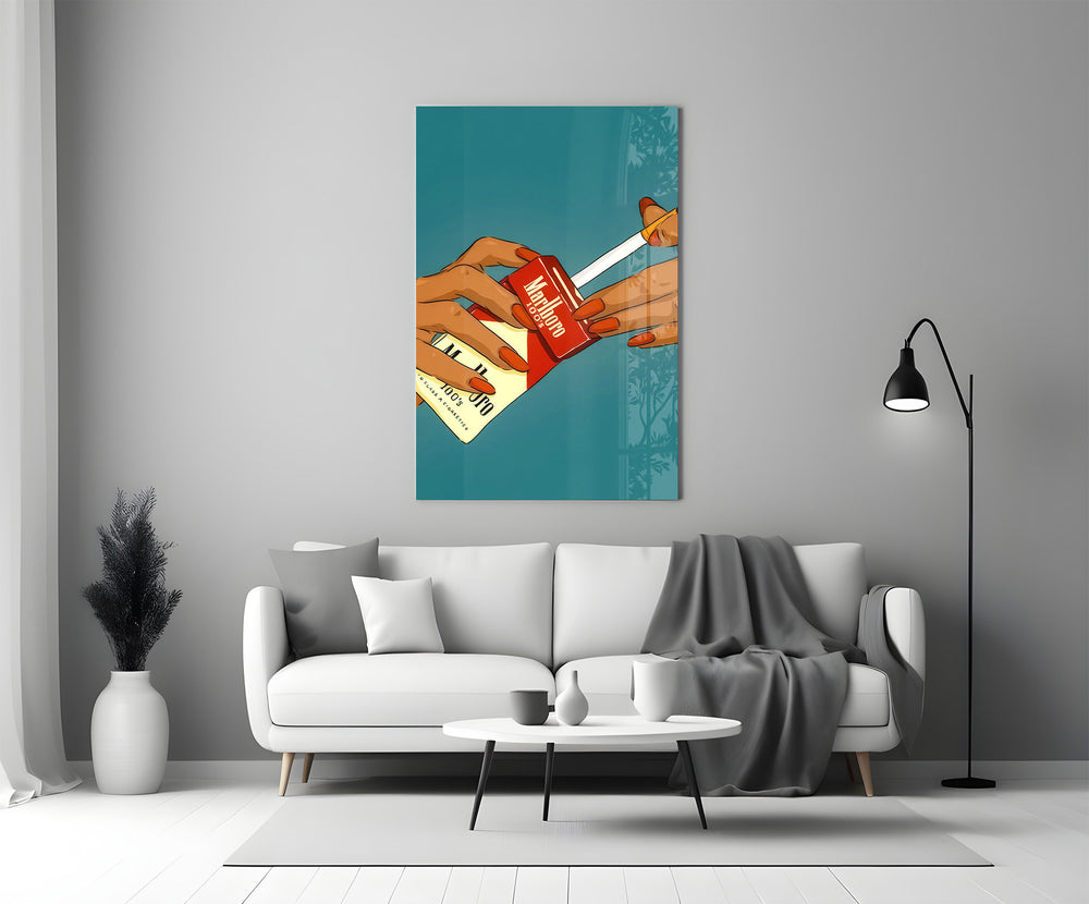 Marlboro glass print bringing retro edge to a cocktail bar