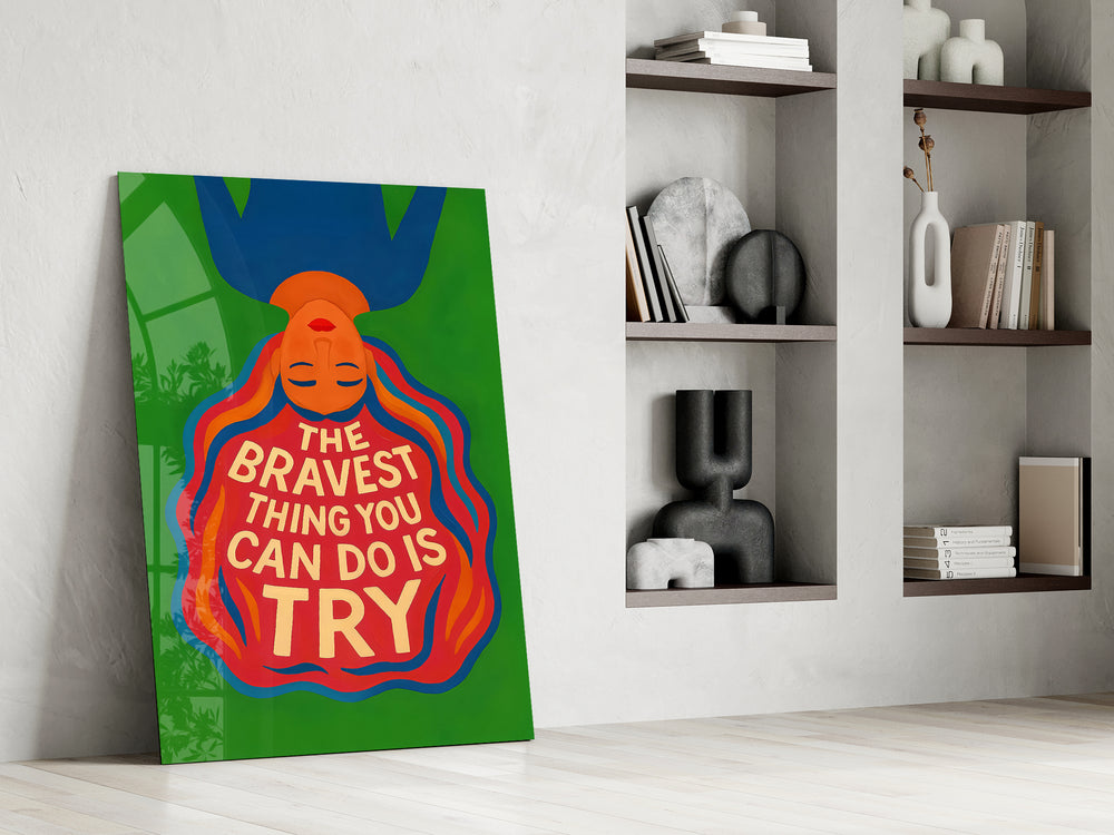 Brave Try artwork in a women's health space interior