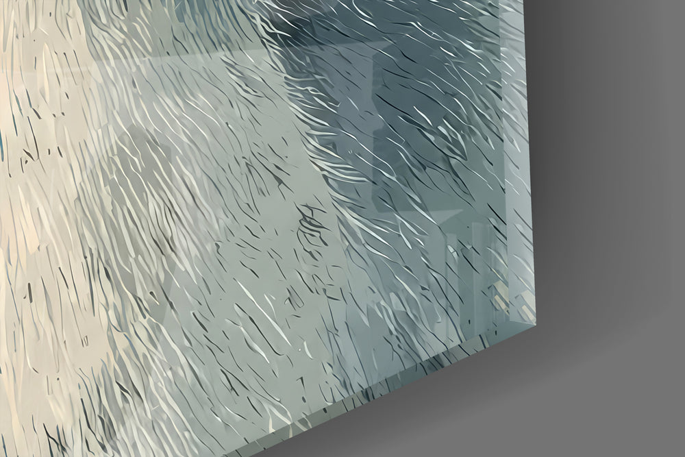 Close-up detail of the cross-hatch fur and red frames behind glass