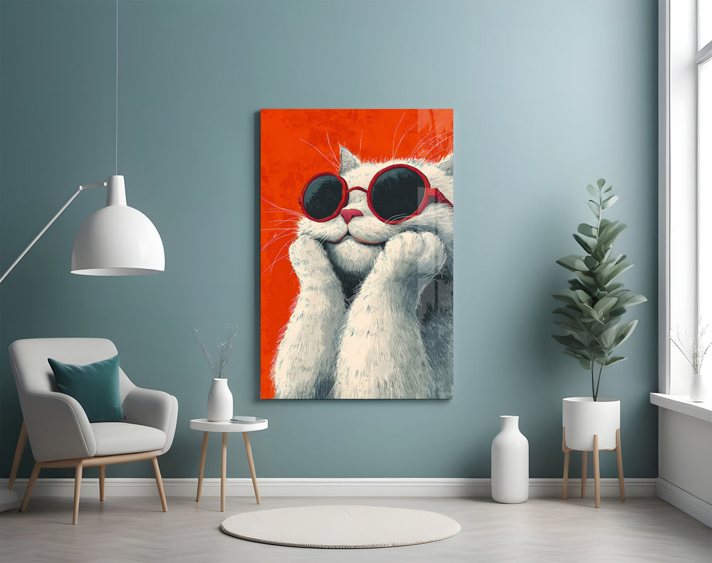 Cool Cat artwork styled in a café or bookshop interior