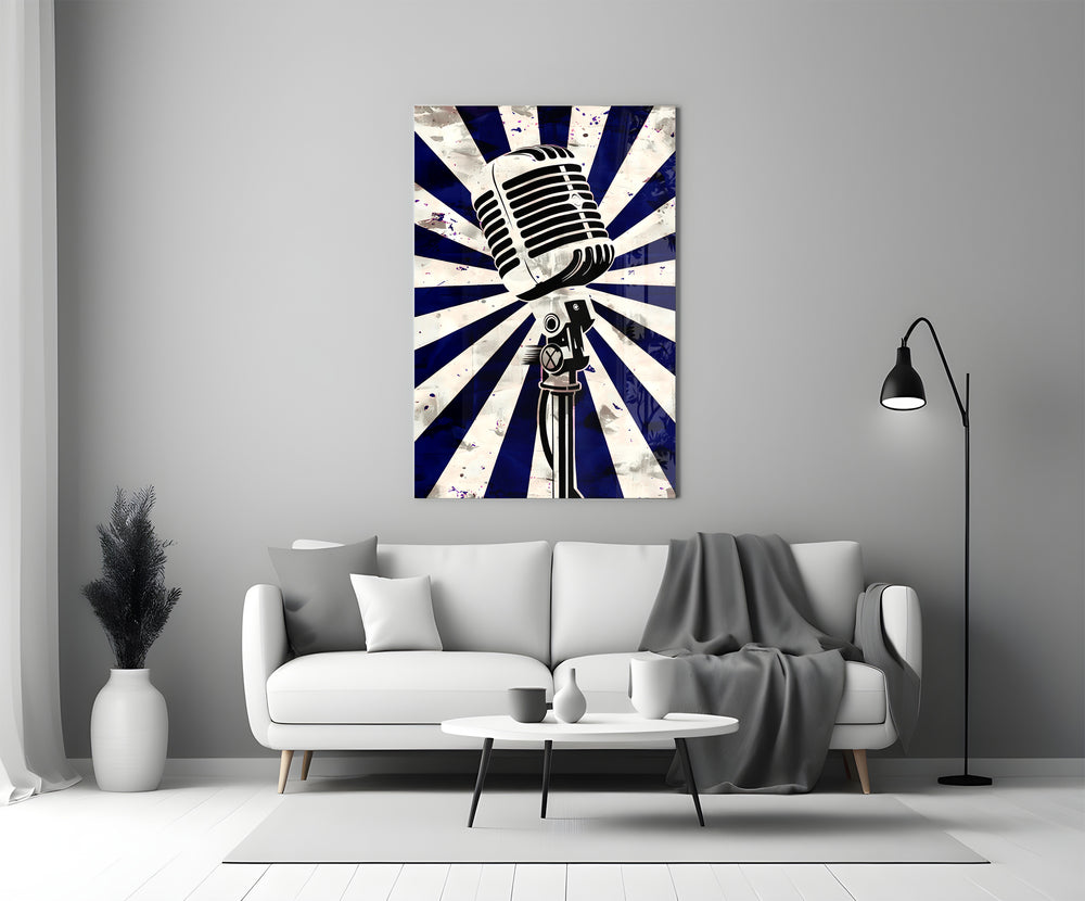 Broadcast microphone glass print bringing retro edge to a teen's bedroom
