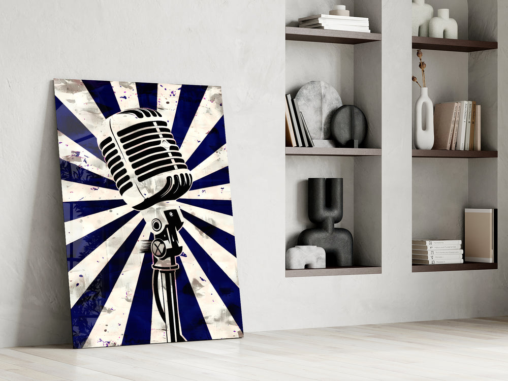Vocal Icon blue artwork in a contemporary music studio