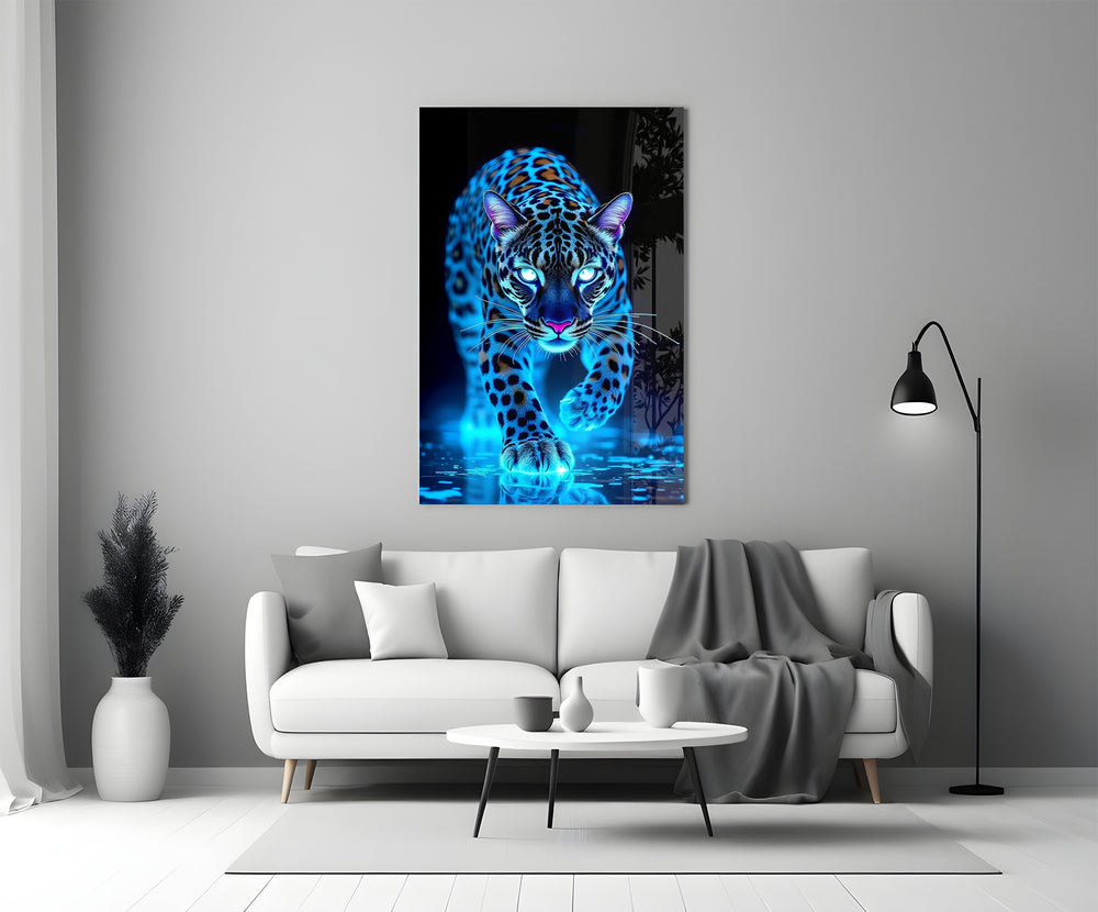Predator glass print bringing dark-fantasy edge to a luxe lounge
