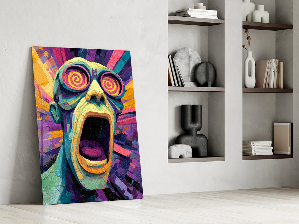 Expressionist artwork in a contemporary cinema room