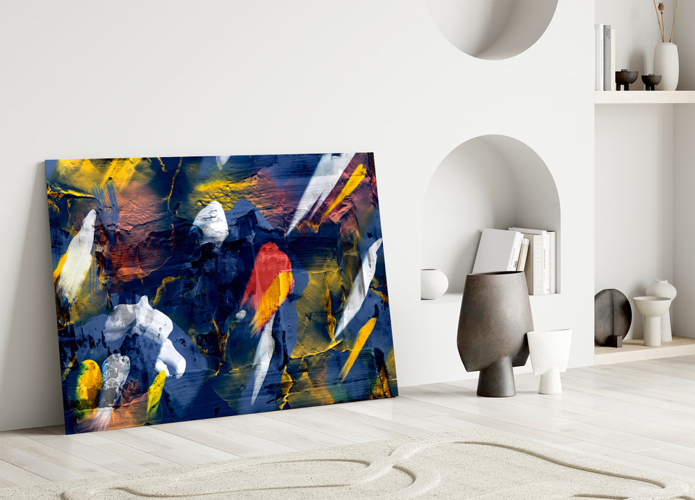 Impasto glass print bringing painterly elegance to a designer's office