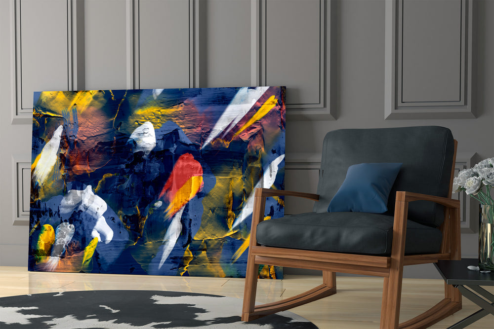 Painterly abstract artwork in a contemporary dining room