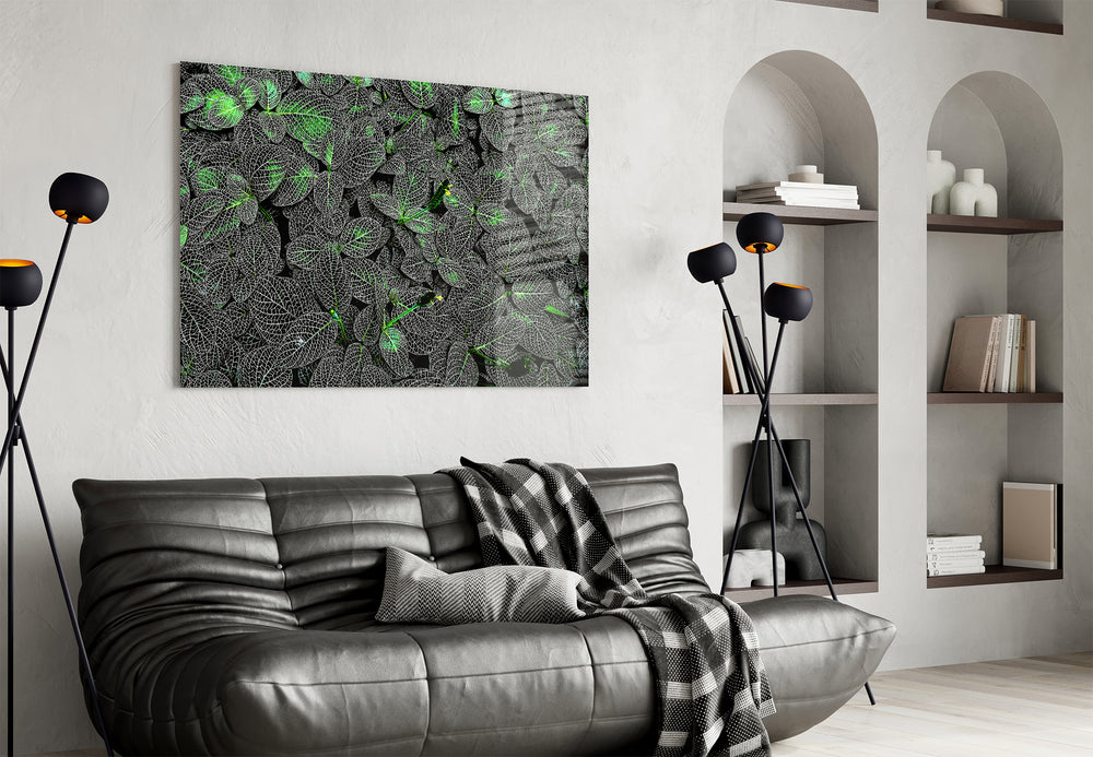 Moody botanical artwork styled in a master bedroom