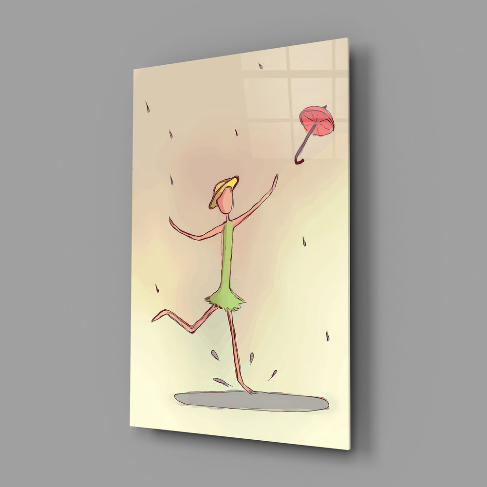 Watercolor-sketch dancer panel anchoring a nursery wall