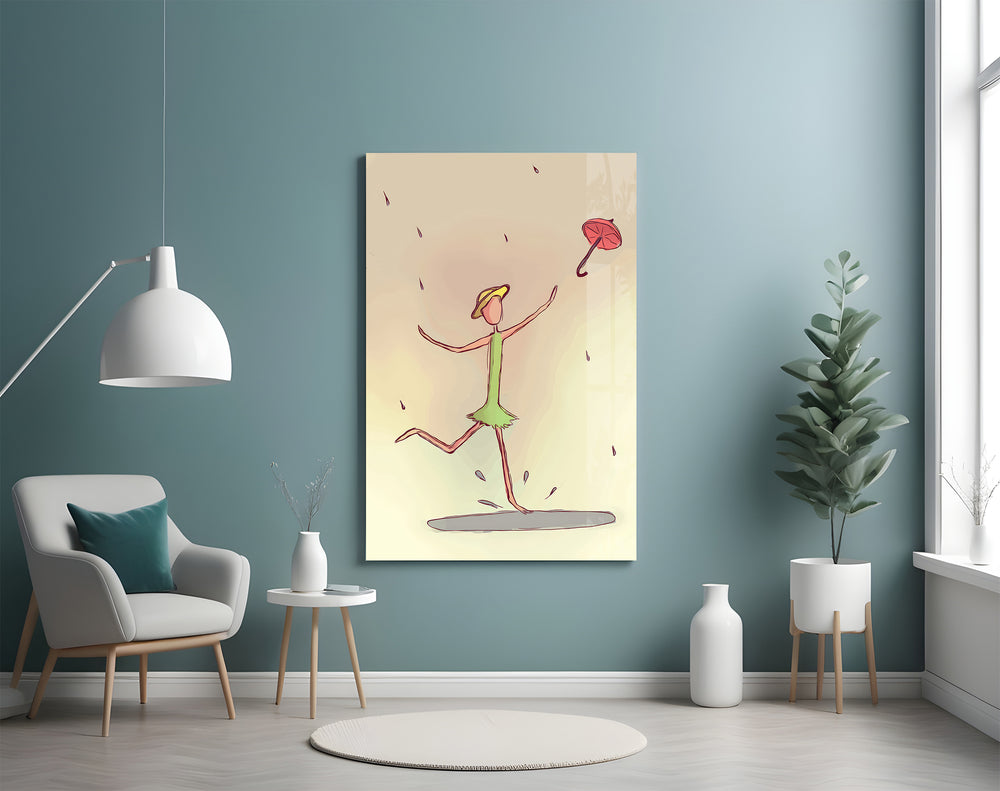 Rainy Day Dancer artwork styled in a calm reading nook