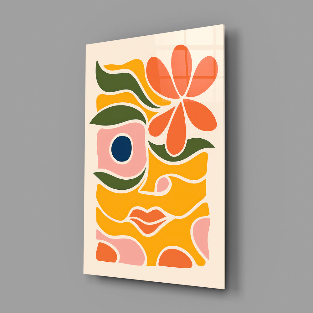 Boho abstract panel anchoring a women's boutique wall