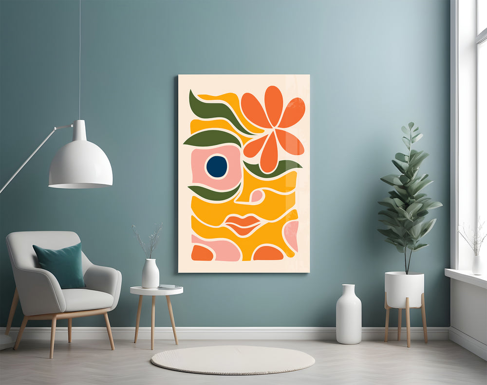 Abstract face artwork styled in a children's bedroom