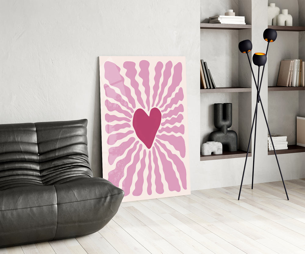 Heart sunburst panel against a soft sand-painted accent wall