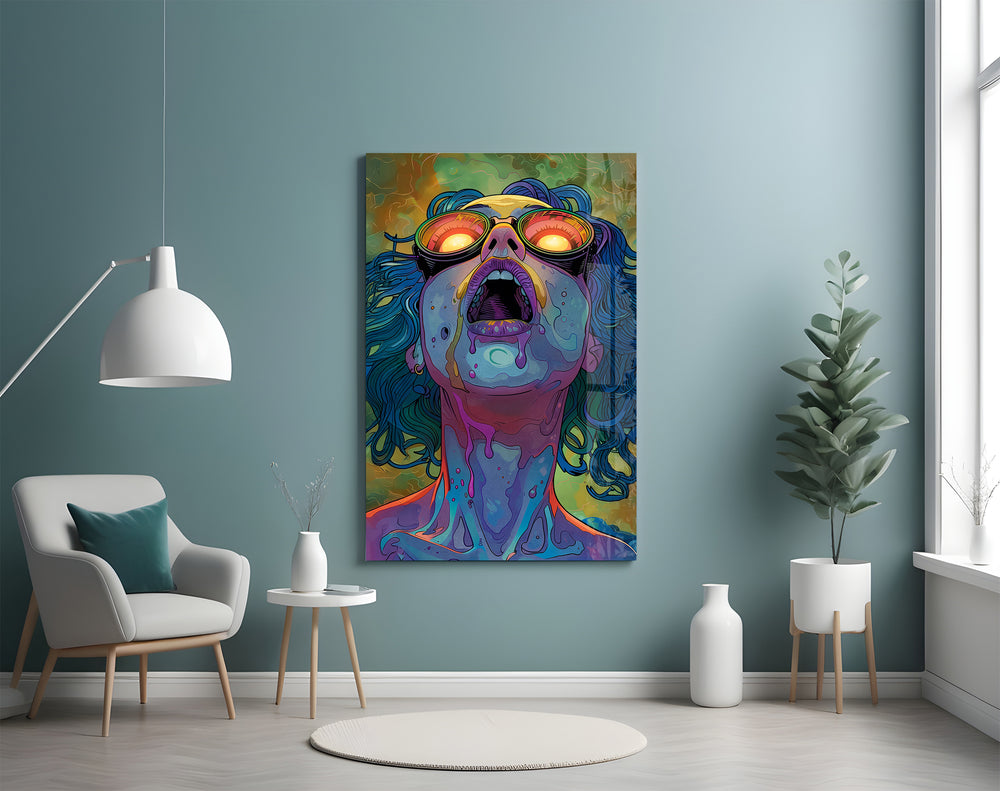 Psychedelic Goggles artwork styled in a tattoo studio interior