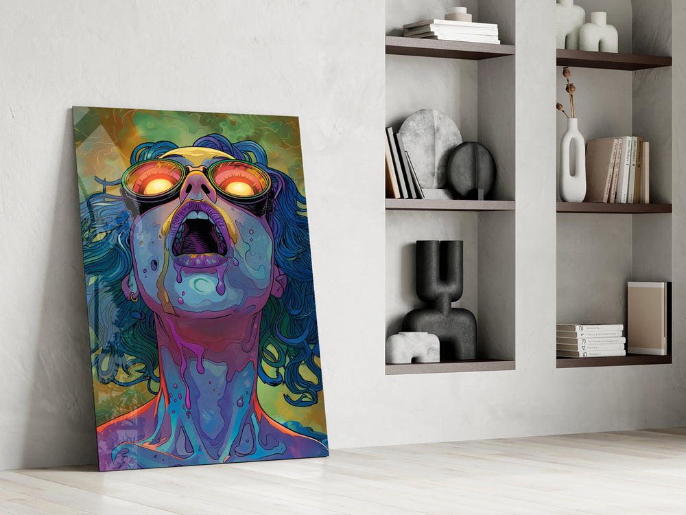 Psychedelic muse artwork in a cinema-room accent wall