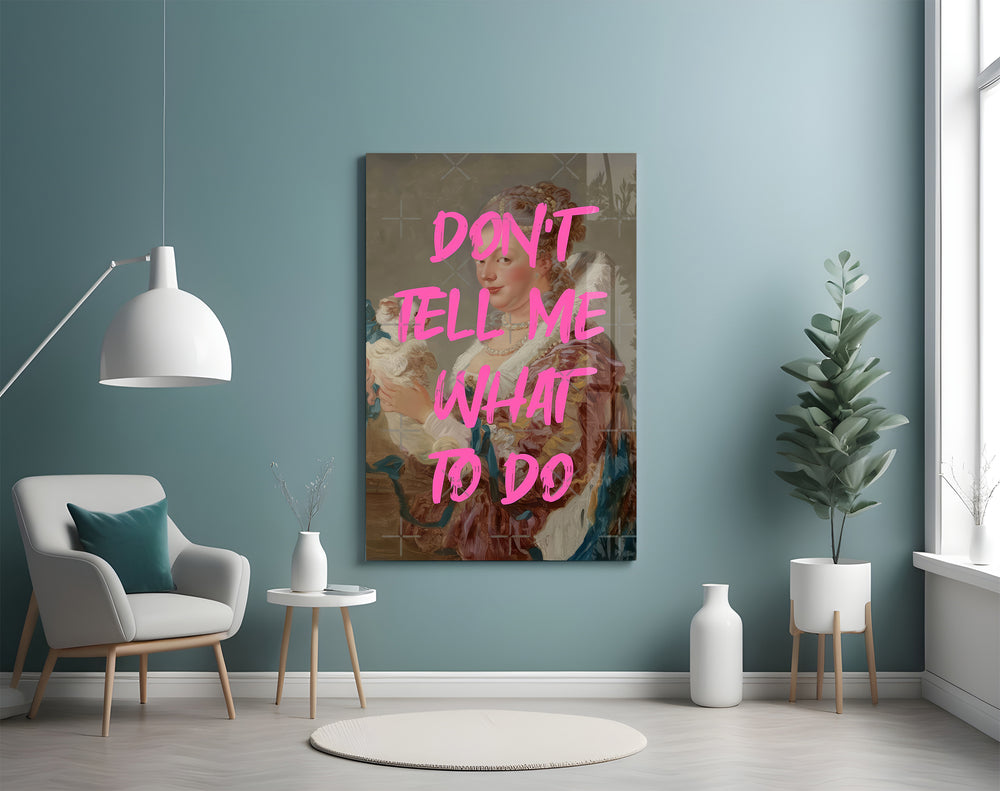 Don't Tell Me artwork styled in a designer's office interior