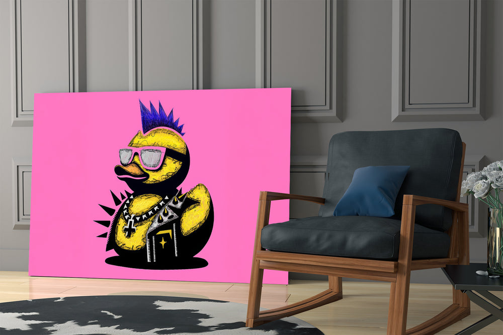 Punk artwork in a punk-leaning bar with vintage accents