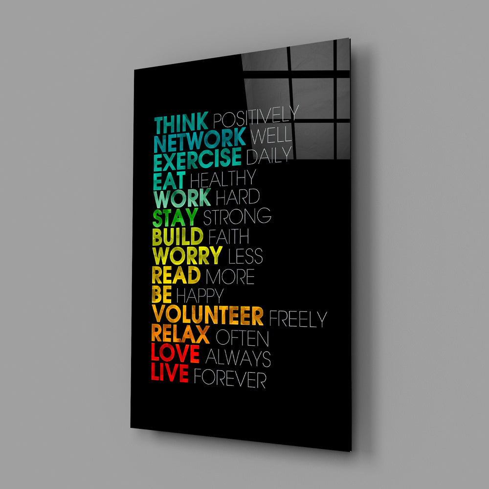 Motivation manifesto panel anchoring a creative studio wall