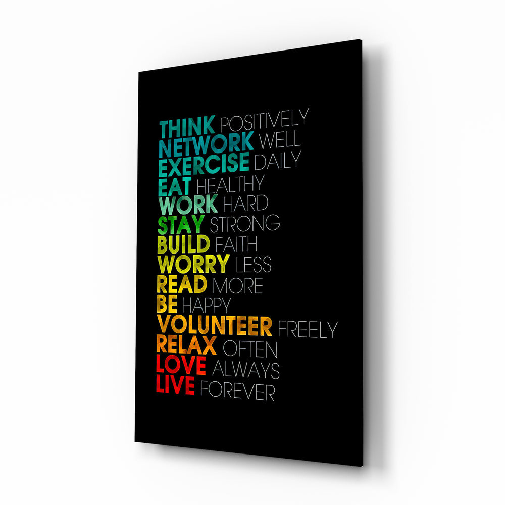 Life Code typography glass wall art in a modern office