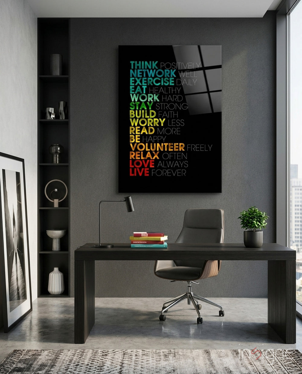 DMS-1060_b Glass Wall Art - Lifestyle preview in a designer interior