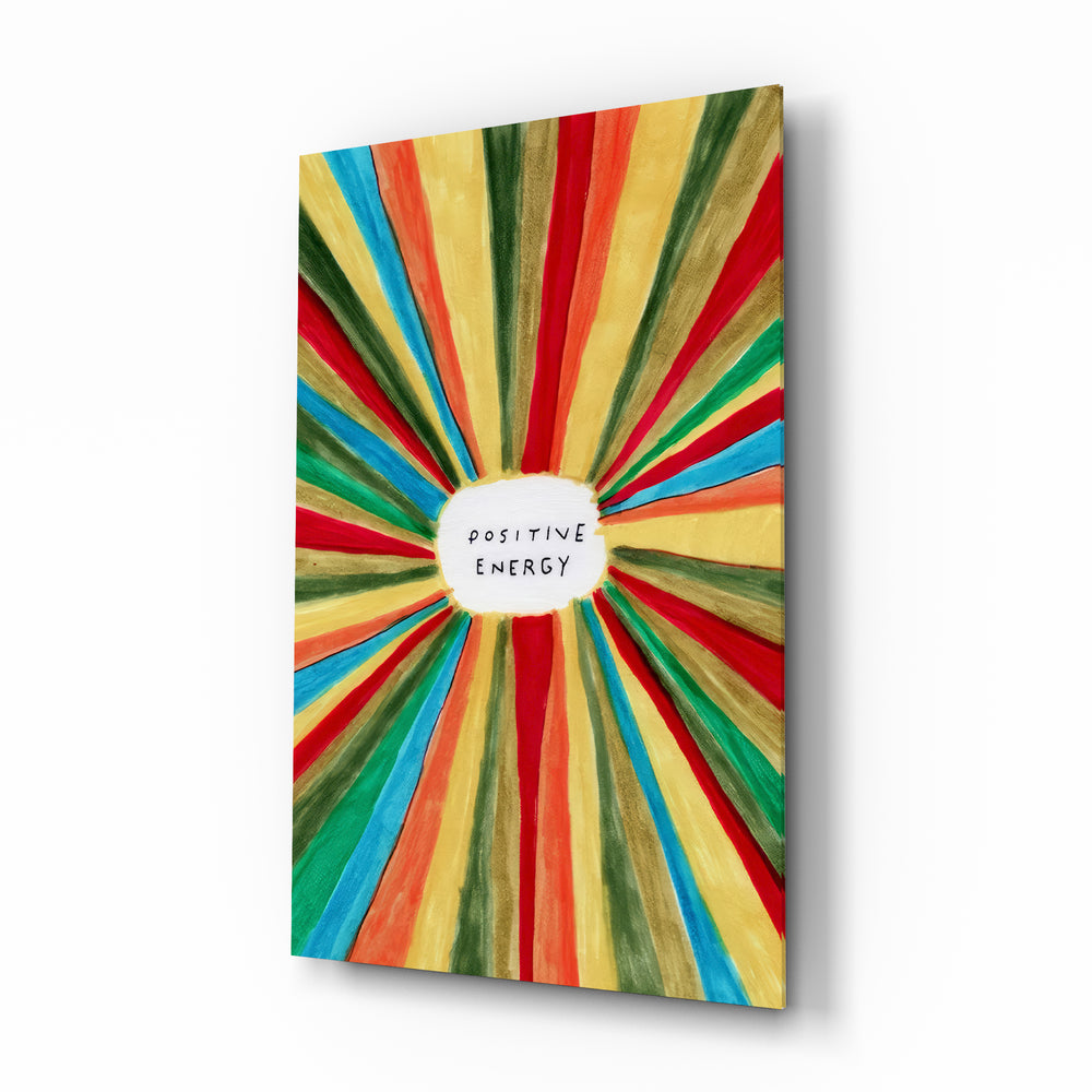 Positive Energy sunburst glass wall art in a modern child's bedroom