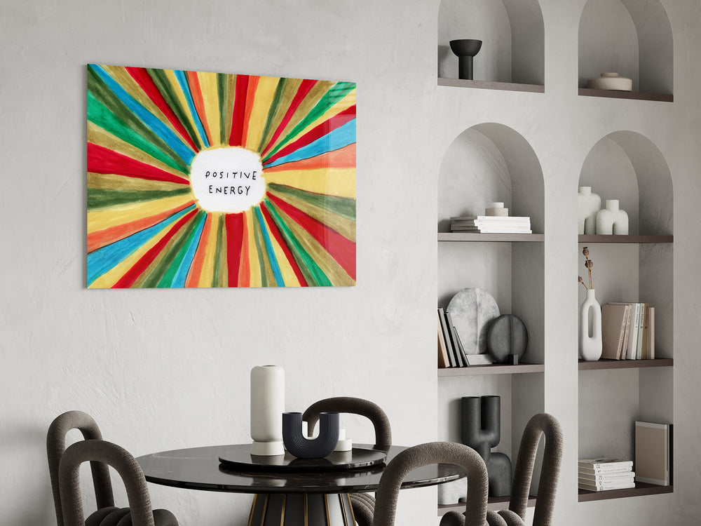 Sunburst panel against a soft sand-painted accent wall