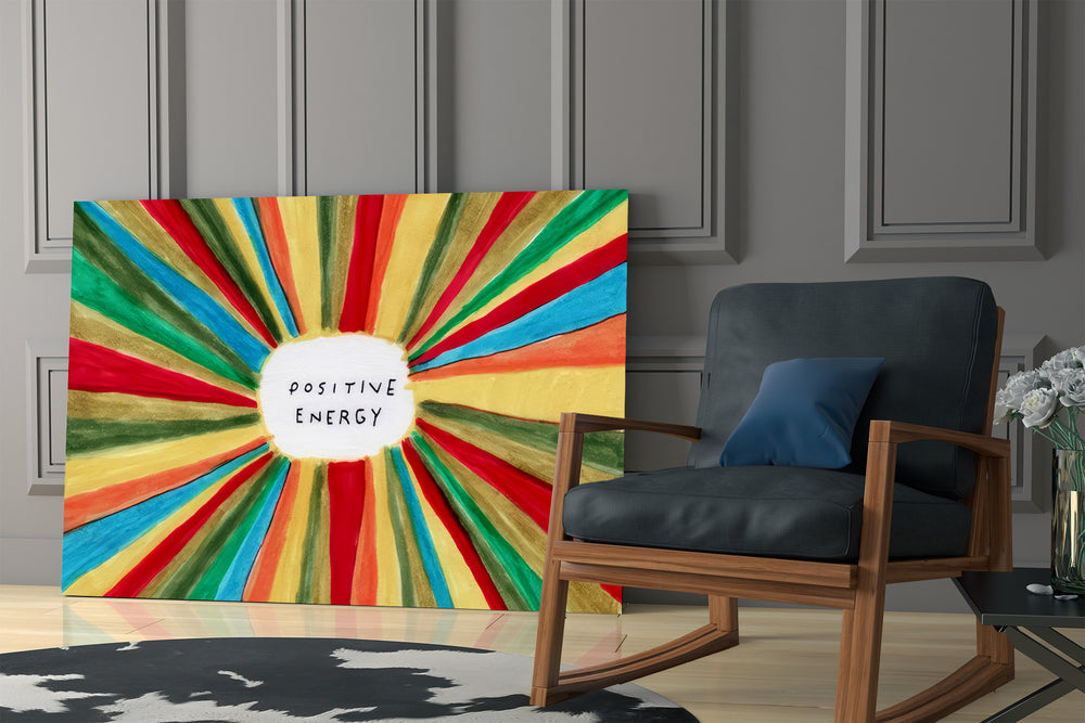 Sunburst artwork in a contemporary kitchen interior