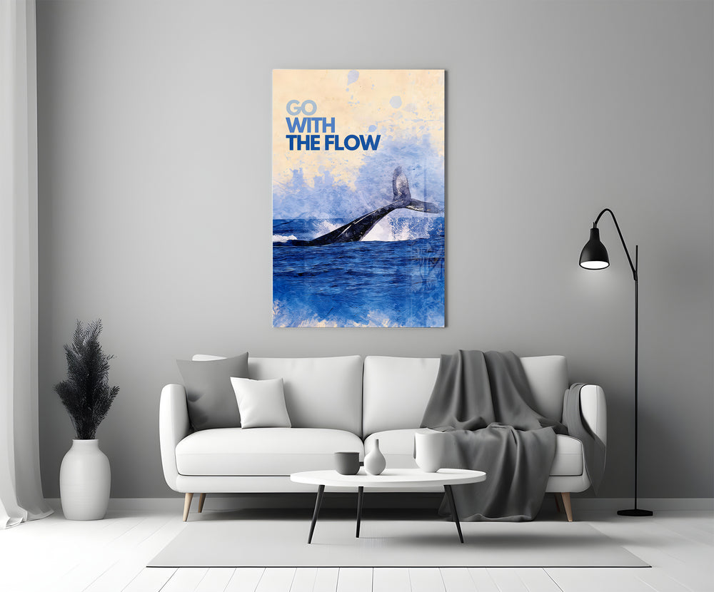 Whale motivation glass print bringing calm to a creative studio