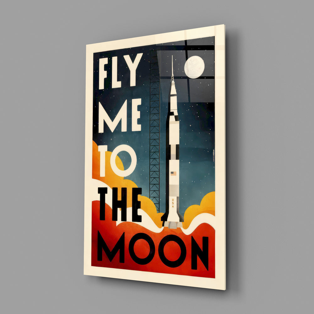 Saturn V poster panel anchoring a teen's bedroom wall