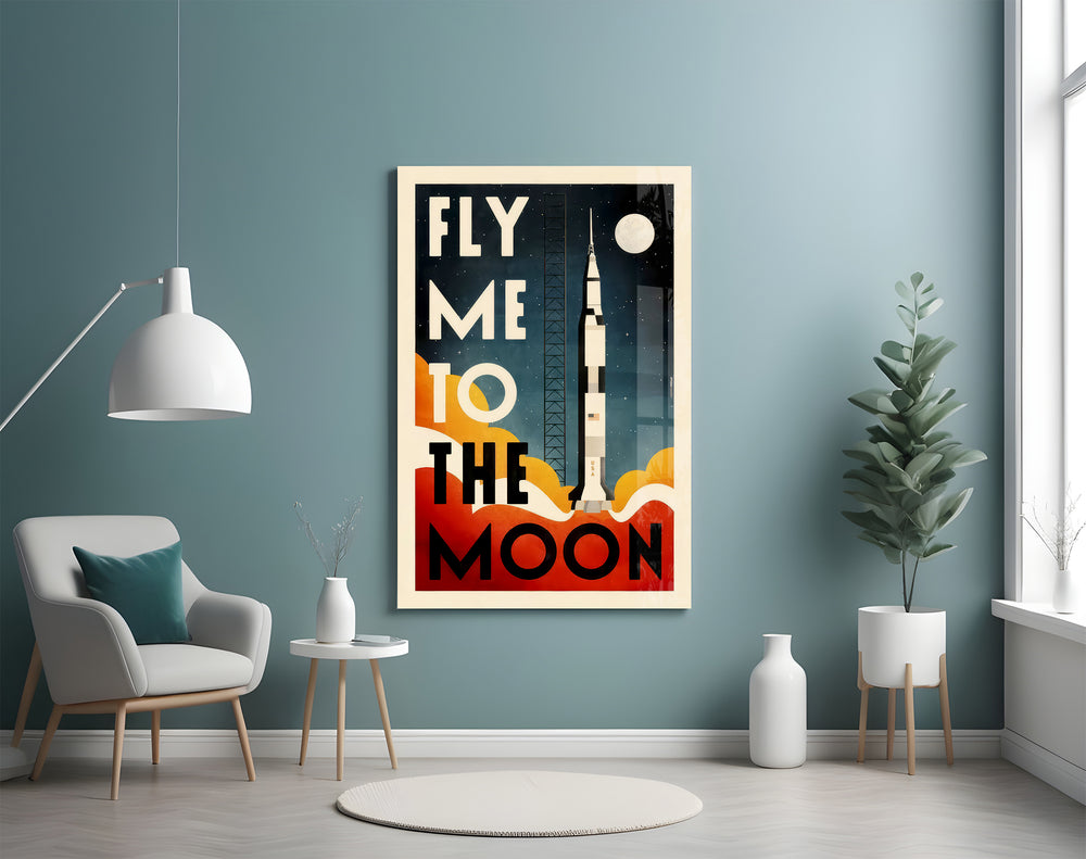 Space-poster artwork styled in a creative office interior
