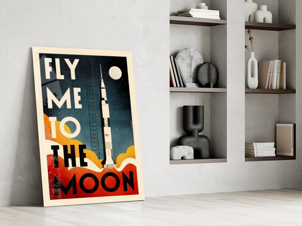 Retro-space artwork in a music-room interior