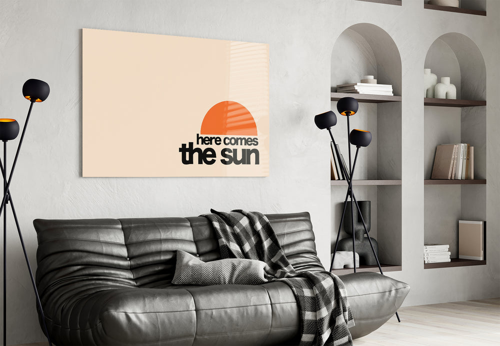 Sunrise minimalism artwork styled above a coffee bar counter
