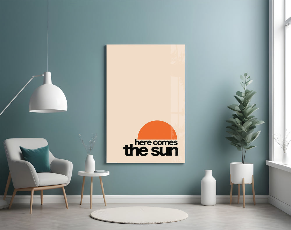 Sunrise minimalism artwork styled above a coffee bar counter