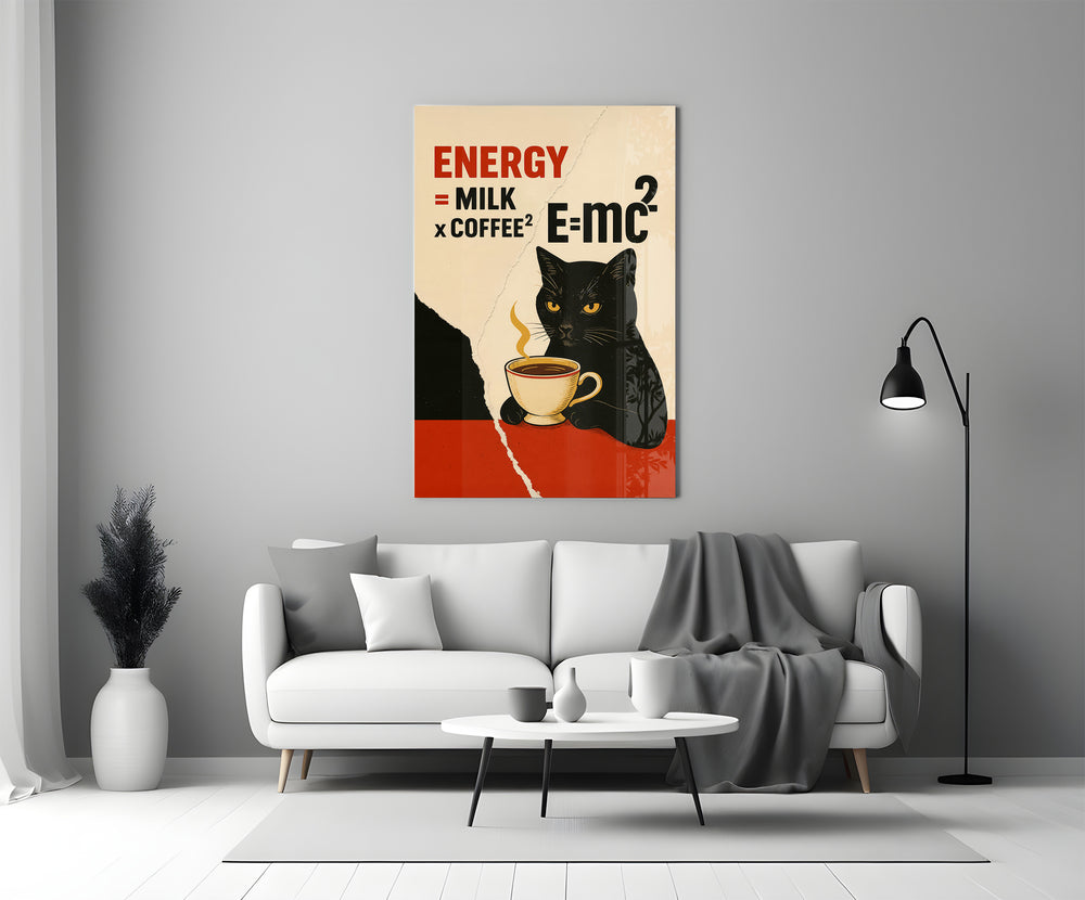 Café-poster glass print bringing wit to a home office