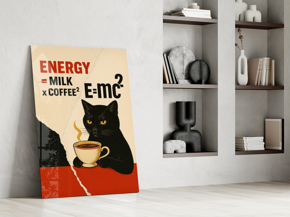 Coffee Cat artwork in a teen's bedroom with retro palette