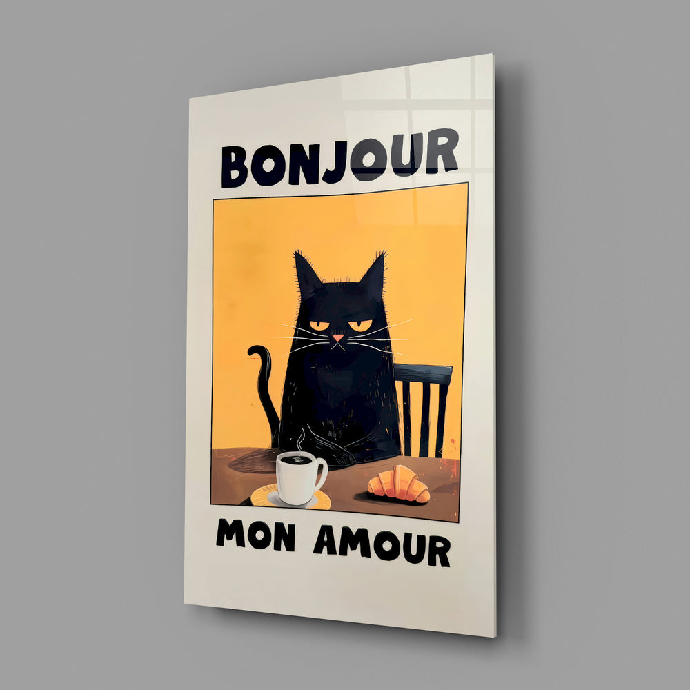 French café-poster panel anchoring a breakfast nook wall