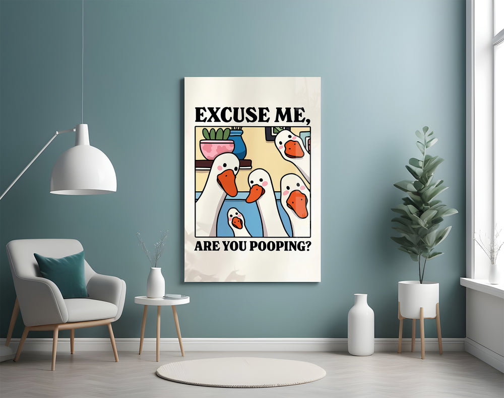 Excuse Me artwork styled in a kid's bedroom with playful accents